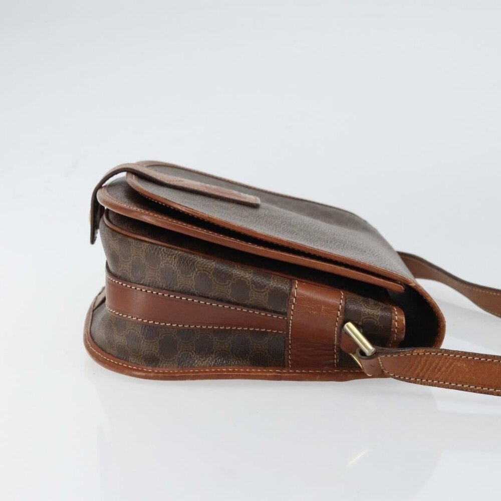 Authentic CELINE Macadam Canvas Shoulder Bag PVC Leather Brown Gold - Picture 10 of 16